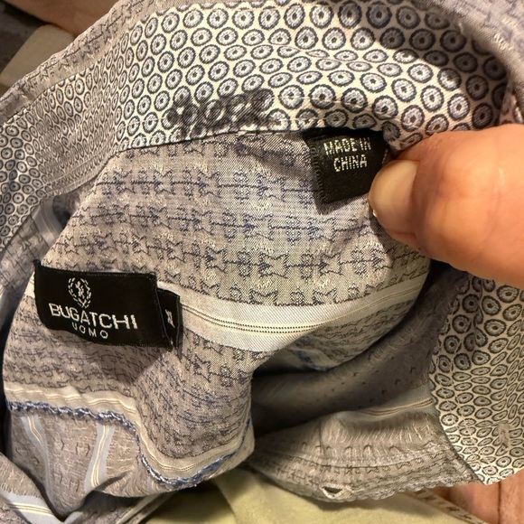 Bugatchi Men's Button Down Dress Shirt Cotton Blue White Striped Textured XL - Picture 14 of 14